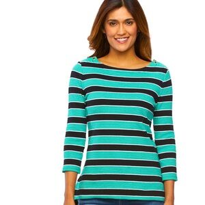 Petite Medium Croft & Barrow® Striped Boatneck Top~NWOT